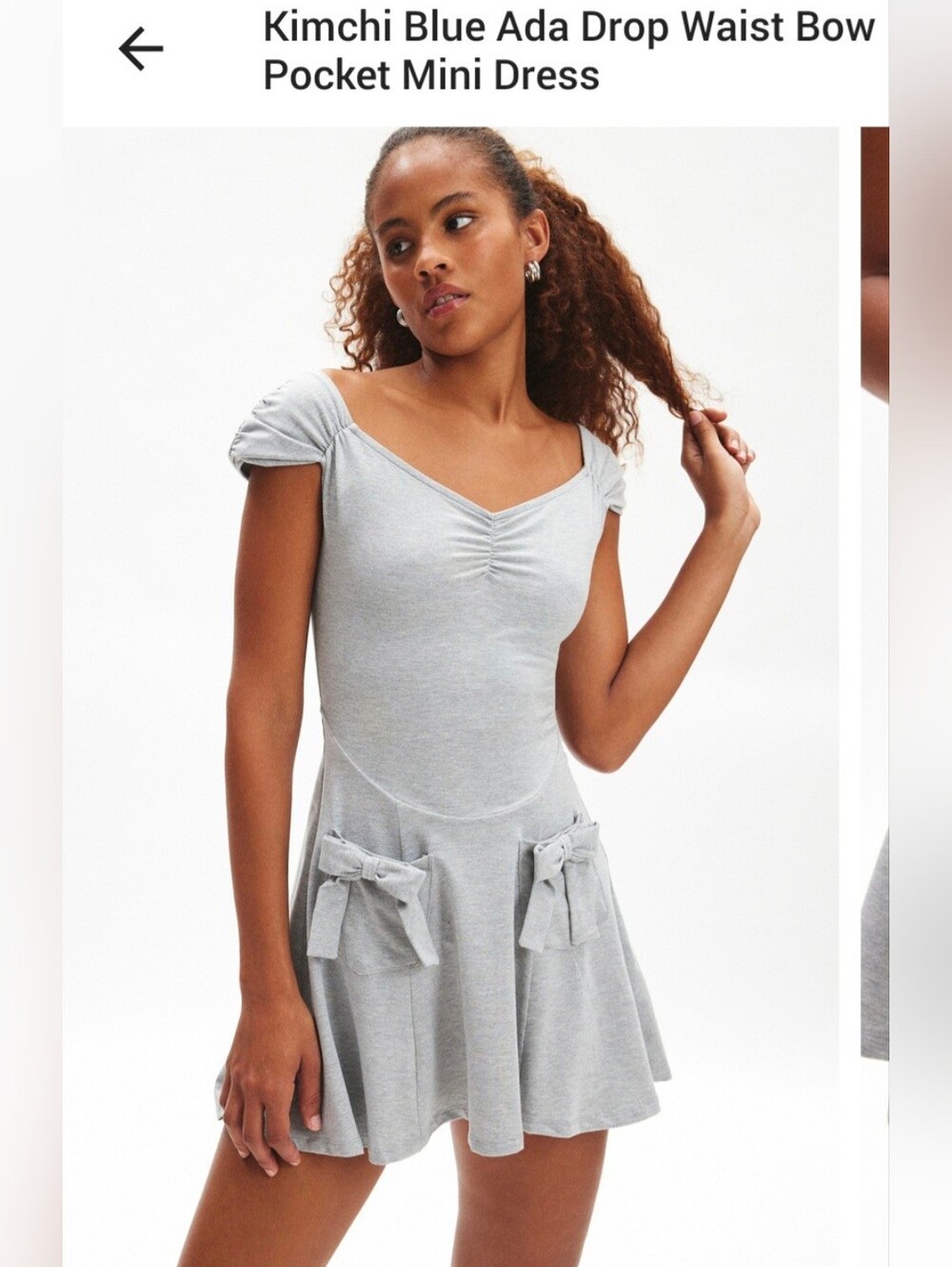 Kimchi Blue Ada Drop Waist Bow Pocket Mini Dress